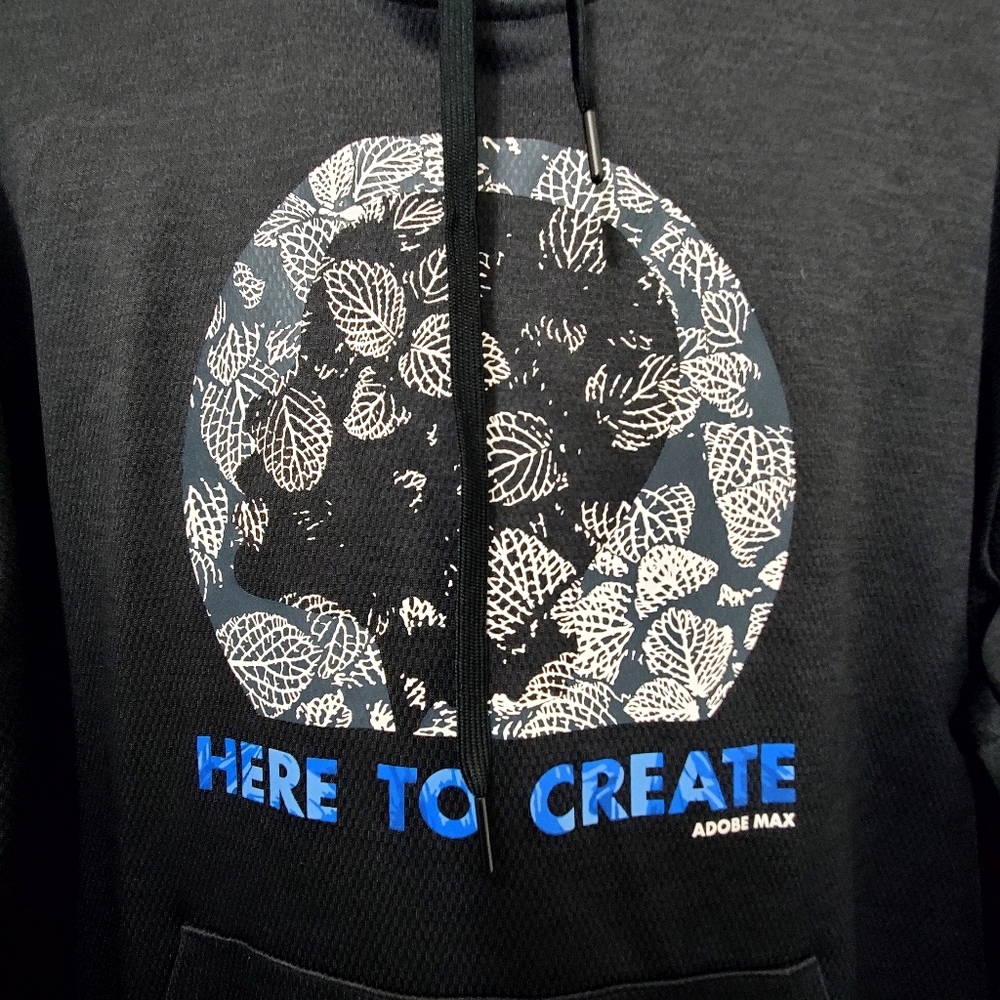 Adidas "Here to Create" Adobe Max Climawarm Hoodie pullover in black 2X - Picture 6 of 10